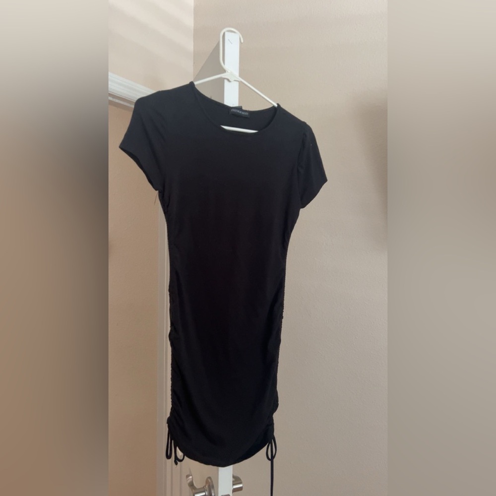 Streetwear Society Black Ruched Cap Sleeve Mini Dress